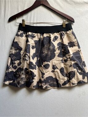 J. Crew Floral Cotton Mini Skirt Pull On Pleated Pockets Size 6